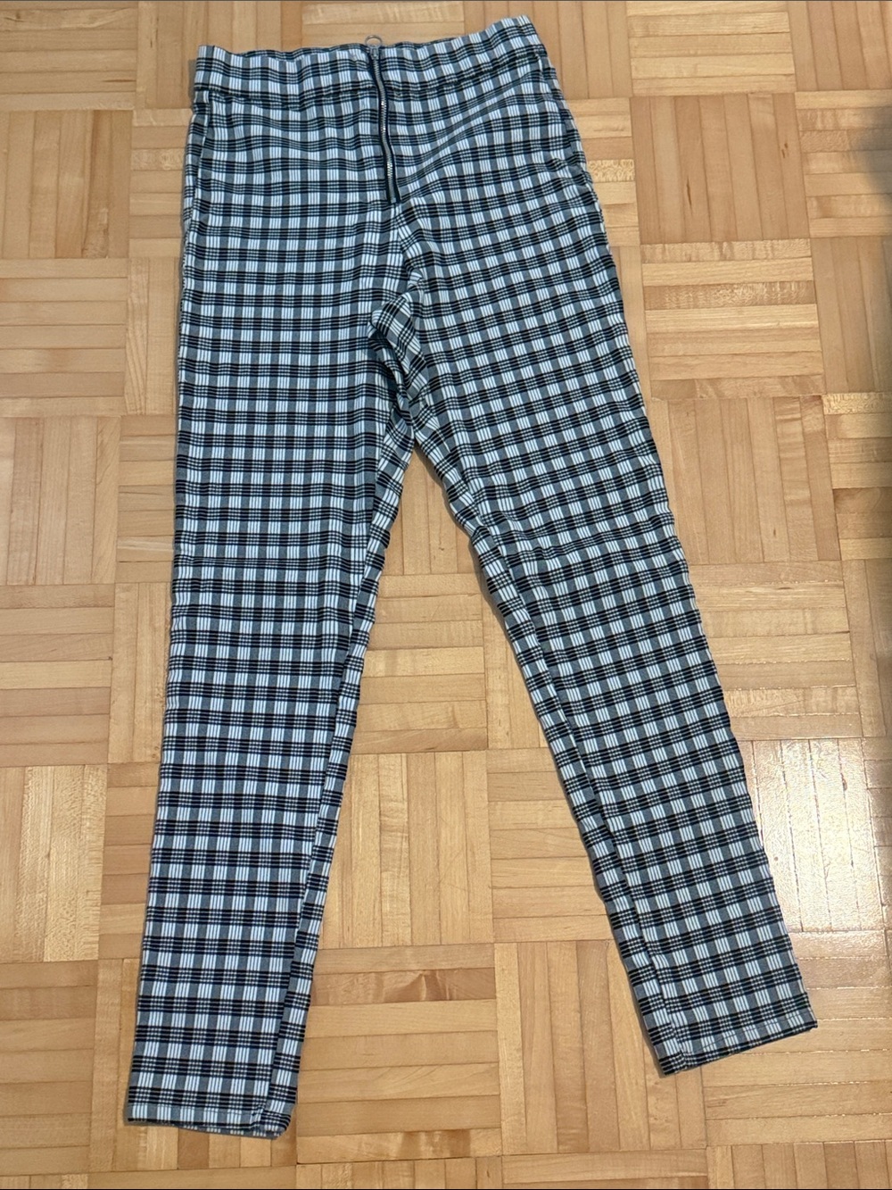 Garage Black & White Plaid Stretch Trousers